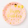 Venta caliente transfronteriza vajilla para fiestas punto dorado plato de papel desechable plato de papel para fiestas suministros de decoración traje
