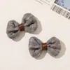 Otoño Invierno Tela a Cuadros Retro Moño Tridimensional Pinza de Garra DIY Flor para Zapato Accesorio para el Cabello Broche Accesorios para Ropa