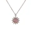 Colar com Pingente de Girassol Roxo em Zircônia Estilo Retrô Francês, Gargantilha Personalizada de Luxo Leve Versátil de Alta Qualidade Super Brilhante