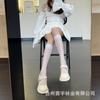 Calcetines blancos JK de pierna pequeña con logo OEM estilo japonés de tubo medio medias de seda verano delgados por encima de la rodilla calcetines negros para mujer