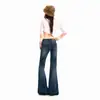 Jeans para mujer 2026 transfronterizos, ligeramente acampanados, estilo americano, lavados y desgastados, con cintura reforzada, pantalones largos azul grisáceo, azul grisáceo extralargos