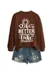 La vida es mejor en la estación independiente de Amazon eBay sudadera casual cómoda para mujer de otoño e invierno