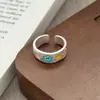 Anillos de Apilamiento Huecos de Esmalte de Flor de Mariposa Dulces y Modernos para Mujer con Diseño Único