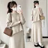 Conjunto de maternidad top con borlas + falda ajustable embarazo estilo coreano moderno atuendo rejuvenecedor conjunto de maternidad