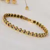 Moda Europea y Americana Color Dopamina Diseño Redondo con Abalorio Incrustado Lujo Ligero Exquisito Pulsera para Hombre de Acero de Titanio 316 con Circonita