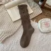 Calcetines de Algodón Shang Apilados para Mujer Otoño Invierno Retro Botón Hasta la Pantorrilla Estilo Ballet Cálidos Combinan con Todo Temporada Otoño Invierno Calcetines sin Costuras