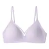 Sujetador sin espalda transfronterizo, fino, sin costuras y casi imperceptible para mujeres con poco busto, con diseño de copa triangular estilo francés y sin varillas.