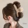 Accesorio para el cabello de pinza de tiburón marrón, de bajo volumen, esponjoso, para peinado semi-recogido, pinza grande de oso para el cabello, pinza de garra con orejas de gato y borla elegante para mujer