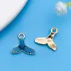 12 Estilos de Pingente de Liga de Zinco Azul Oceano com Gotejamento de Óleo, Sereia, Estrela do Mar, Concha para Pulseira, Colar, Acessórios de Joias DIY