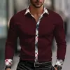 Novas Camisas Digitais 3D para Homens na Amazon Europa e América, Camisas Masculinas de Manga Longa com Elasticidade em Quatro Direções, Atacado a partir de Uma Peça