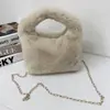 Bolsa de Pelúcia Outono/Inverno 2026 para Mulheres Mini Bolsa Versátil Bolsa Pequena Peluda Bolsa Transversal com Corrente Bolsa de Ombro Grande Capacidade