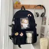 Mochila para estudante do ensino médio, bolsa de estudante estilo ins coreana de nicho com alta aparência, mochila casual, bolsa de ombro dupla de cor sólida estilo japonês