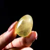 Adorno de cristal natural de 3 cm, cristal morado-rosa, cristal amarillo, piedra pequeña con forma de huevo, huevo de Pascua, piedra de huevo de ave extraída
