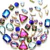 Rhinestones de Cristal Mixtos 50 Piezas para Coser con Garras, Tiras de Rhinestones con Garras, Agujero, Iridiscentes, Colores Especiales, Rhinestones con Garras, Ropa DIY, Accesorios para la Cabeza