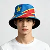 Bandera de la República Democrática del Congo Sombrero de Pescador para Hombres y Mujeres, Sombrero de Cubo con Visera con Estampado de Bandera, Sombrero para Exteriores con Protección Solar