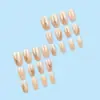 Unhas Postiças Gradiente Champagne Outono/Inverno, Pontas de Unha Brilhantes Cor Xiangfei Simples, 24 Peças Unhas Postiças Tendência Tiktok