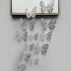 Decoración de mariposa de papel con simulación tridimensional 3D, accesorios de joyería de mariposa hueca tridimensional con textura metálica, pegatinas de pared para el hogar al por mayor