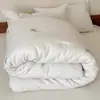 Algodão Puro Gaze Dupla Camada Enchimento de Soja Cor Sólida Simples Colcha Quente de Inverno Macia Acolchoada Capa de Colcha Primavera/Outono Cama de Casal Colcha de Verão