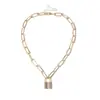 Tendencia transfronteriza de joyería europea y americana hip-hop punk colgante de candado cadena para la clavícula cadena de cuello geométrica de temperamento simple cadena para el cuello