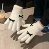 Luvas de Pelúcia Tricotadas Brancas Fofas para Mulheres, Inverno 2026, Separadas nos Dedos, Espessadas, Forradas com Fleece, Quentes, à Prova de Frio, à Prova de Vento, para Ciclismo