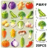 20 Piezas de Imanes de Refrigerador Magnéticos Suaves Originales de Verduras 3D, Graffiti Realista y Lindo, Decoración DIY para Gabinetes de Archivos, Pegatinas Completamente Magnéticas