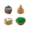 Accesorios de micropaisaje tarro de vino tazón pila de paja cubo de madera chile ajo cesta de bambú vaporera bollos rellenos al vapor decoración de resina artesanías