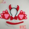 Set de Tres Piezas de Cuernos de Demonio de Halloween Traje Rojo Cuerno de Becerro Aro para el Cabello Festival Fantasma Carnaval Mascarada de Lujo Decoración