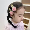 Pin de Flor de Malla Bordada Floral para Niñas Flor de Cabello Rosa Dulce Pin de Flequillo Estilo Pastoral Pin BB Lateral Pasador Accesorio para el Cabello
