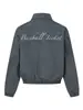 Chaqueta Corta Casual Nanxia con Hombreras Anchas, Cremallera, Solapa Cuadrada, Bordado de Letras, Chaqueta Americana Estilo Piloto