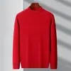 Suéter Masculino Básico 2026, Gola Alta Meia, Forrado com Fleece, Espessado, Casual, Versátil, Tricô Camada Base, Masculino, Roupa de Pai