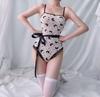 Lingerie Sexy Europeia e Americana Caída Bêbada Sexy Sling One-piece Mulheres Estampadas Borboleta Lace-up Underwear Geração Cabelo
