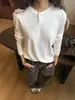 "Amigable con la piel, suave como una nube" color liso básico versátil para el trabajo cuello henley cálido manga larga camiseta