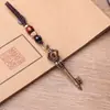 Llavero de Latón Creativo con Forma de Corona para Coche Colgante Cuerda Trenzada Hecha a Mano Retro Accesorios para Llaves Colgantes