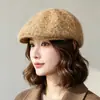 Gorra de Invierno/Otoño 2026 Nueva, con Etiqueta de Cuero, Visera de Punto de Lana, Adelgazante, Moderna, Cálida y Elegante