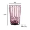 Venta al por mayor de fábrica Taza de vidrio europea engrosada Taza de jugo con relieve de color Taza para enjuague bucal de hotel Taza de cerveza de bar