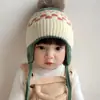 Chapéu Infantil Outono e Inverno Desenho Animado Fofo Menina Bebê Chapéu de Lã à Prova de Vento Quente Proteção para Orelhas Chapéu de Tricô Menino