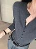 Nova Camisa de Camada Interna com Design Francês de Gola Meia Aberta para Outono e Inverno, Suéter Feminino Confortável de Lã Penteada Macia