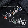 Venta Caliente Europea al por Mayor Piedra Natural Cristal Ágata Piedra Semipreciosa Luna Sol Aleación Colgante Collar Joyería