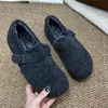 Zapatos de algodón para otoño e invierno estilo Mary Jane con forro de felpa, zapatos peludos, mocasines planos retro de punta redonda para mujer, nuevos sin cordones