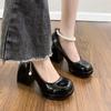 Zapatos Mary Jane de Tacón Alto con Correa al Tobillo Estilo Francés Perla Irregular Primavera 2025