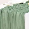 Novos produtos transfronteiriços Caminho de mesa enrugado Gaze Toalha de mesa translúcida Toalha de mesa para festa de feriado Toalha de mesa de casamento Twist Caminho de mesa enrugado