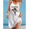 2022 Explosões AliExpress Europeu e Americano Transfronteiriço Urbano Feminino Casual Sexy Impressão Digital 3D NFL Vestido de Alça