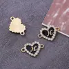 Moda europeia e americana anéis duplos joias com letras de diamante acessórios pingente de coração colorido acessórios para colar pulseira DIY