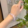 Pulsera de Cristal Blanco Moonlight Hielo Tipo Ojo de Gato Rosa Claro de Gama Alta para Mujer, Calcedonia Azul Hielo Estilo Chino, Nuevo Estilo Chino