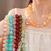 Collar Redondo Geométrico con Perlas Acrílicas, Cadena para Clavícula de Lujo Ligero de Nicho de Gama Alta, Collar Simple y de Personalidad Única al por Mayor