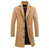 En stock transfronterizo otoño 2026 comercio exterior gabardina de longitud media color liso de un solo botón en tejido de lana, chaqueta casual talla grande