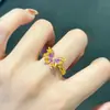 Anillo de Mariposa Morada Degradada Esmaltado Hada 2024 Nuevo Vintage Gama Alta Todo Fósforo Nicho Diseño Anillo