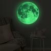 Pegatinas de pared de luna grande luminosa de 40 cm para decoración de habitación infantil, color original, luz verde, fluorescente