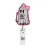 Novo Porta-Crachá Retrátil Halloween Peculiar de Acrílico Abóbora Fantasma Puxador Fácil com Patch Giratório