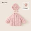 Frete Grátis Roupas Infantis Inverno Novo Estilo Casaco Infantil Cor Sólida Jaqueta Puffer Fofa Chapéu de Tricô Quente Jaqueta de Penas para Meninas